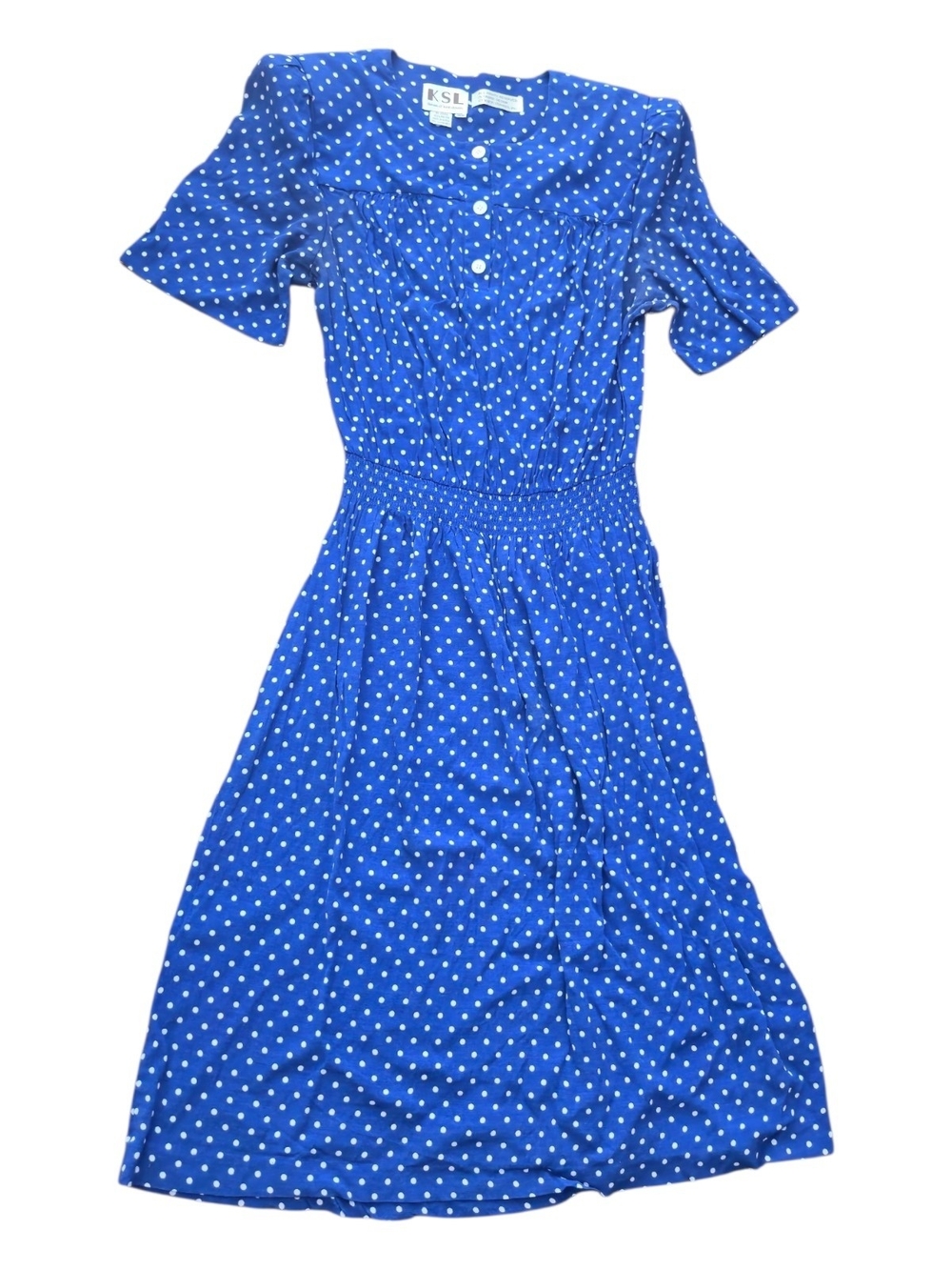 Karin Stevens Limited Vintage Blue Polka Dot Midi Dress